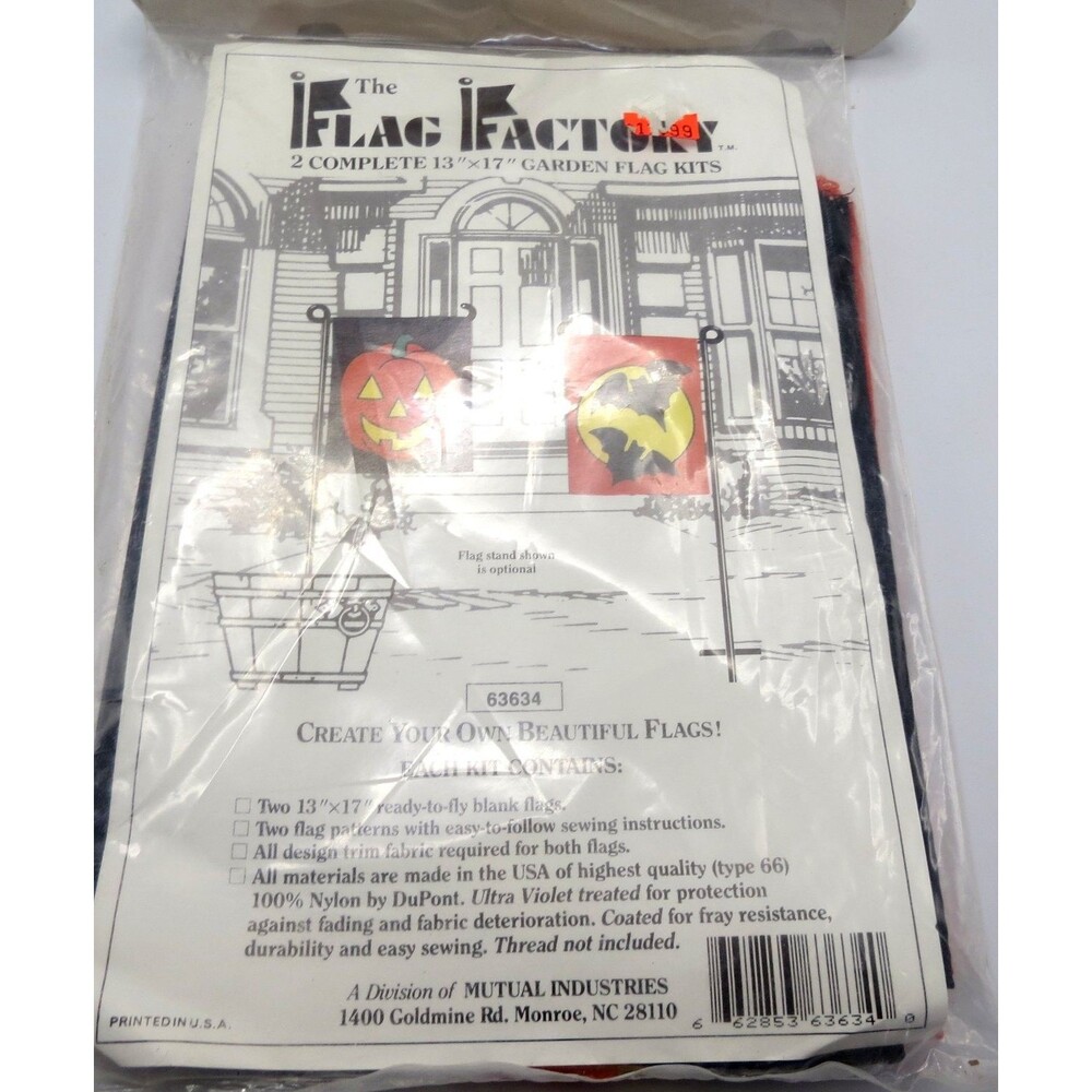 The Flag Factory 63634 Garden Flag Kit 13"x17" Halloween Jack-O-Lantern Bats